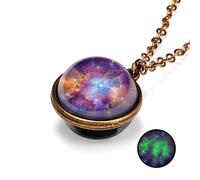 Collane Luminose Vintage Cielo Stellato Cosmico Collana Con Pendente A Sfera In Vetro A Doppia Faccia Unisex Collana Che Si Illumina Al Buio Collana Di Gioielli Luminosi Regali, Colore Della Foto, Lu