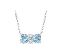 Collane lunghe da donna con acquamarina da 1 ct e ciondolo a fiocco di diamante da 0,06 ct in oro bianco, Oro bianco 14 car, Acquamarina