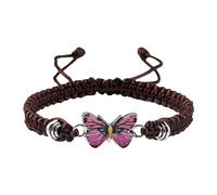 Collane lunghe di perle per braccialetti a farfalla regolabili per le donne braccialetti con ciondoli a farfalla carino nove pantaloncini, Misura unica, Fune metallica, Nessuna pietra preziosa