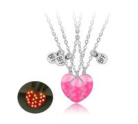 Collane Magnetiche BFF per 3 Ragazze, Best Friends Forever Collane con Luminoso, Collana Incandescente con Ciondolo Cuore, Valentino Amicizia Gioielli Regali per Ragazze Donne Amici Sorelle Madre