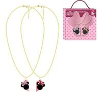 Collane Minnie Mouse con ciondolo a forma di cuore partito | Set di bigiotteria Disney 2 pezzi per bambine in scatola con motivo Minnie