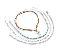 Collane occidentali da donna, collana con ciondoli a strati bohémien, girocollo con perline turchesi, collana con ciondolo a forma di fiore e testa di bue, catena in corda scamosciata, accessori