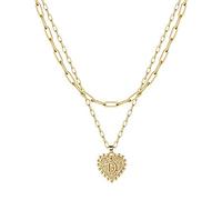 Collane per Estetica Adolescente Ragazze Doppia graffetta catena 26 lettere d'amore collana d'oro collana di gioielli da donna Grossa Collana in Argento (D, One Size)