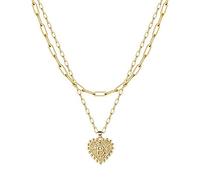 Collane per Estetica Adolescente Ragazze Doppia graffetta catena 26 lettere d'amore collana d'oro collana di gioielli da donna Grossa Collana in Argento (B, One Size)