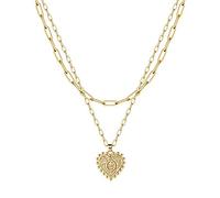 Collane per Estetica Adolescente Ragazze Doppia graffetta catena 26 lettere d'amore collana d'oro collana di gioielli da donna Grossa Collana in Argento (O, One Size)