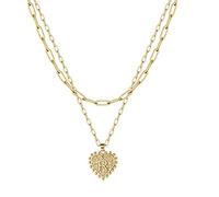 Collane per Estetica Adolescente Ragazze Doppia graffetta catena 26 lettere d'amore collana d'oro collana di gioielli da donna Grossa Collana in Argento (R, One Size)