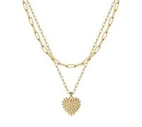 Collane per Estetica Adolescente Ragazze Doppia graffetta catena 26 lettere d'amore collana d'oro collana di gioielli da donna Grossa Collana in Argento (E, One Size)