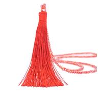 Collane prettDliJUN Collana lunga con ciondolo nappa con perline di cristallo finte Moda donna San Valentino Gioielli regalo rosso Regalo di gioielli