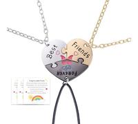 Collane puzzle con 3 migliori amici, regalo di compleanno per Natale, per donne, bestie, amicizia, amicizia, regali di amicizia, biglietti per amici, collana a cuore per donne