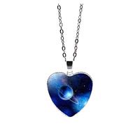 Collane Ragazze Età 5-7 Accessorio del del cuore della collana solare del pianeta della galassia dell'universo di vetro a forma di pendente Collane Di Gatti (Multicolor2, One Size)