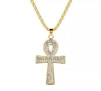 Collane Steampunk personalizzate con ciondolo a catena girocollo, collana ghiacciata ciondolo croce Ankh gioielli egiziani strass Bling cristallo chiave della vita croce collana ciondolo hip hop da uo