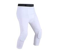 Collant a Compressione Imbottiti da Uomo 3/4 di Lunghezza Leggings con Protezione del Ginocchio per Il Calcio da Basket