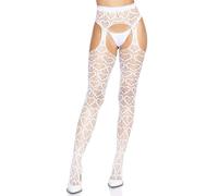 Collant A Rete Con Sospensori - Taglia Unica - Bianco