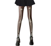 Collant a rete per Halloween, colore nero, scheletro da donna, con motivo a scheletro, per Halloween, per adulti, carnevale, tema Carnevale