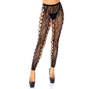 Collant Crotchless Leg Avenue - Pizzo Leopardato, Taglia Unica