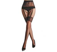 Collant Crotchless Mock Giulia Intimo Noir 20 Denier Trasparente Open Crotch