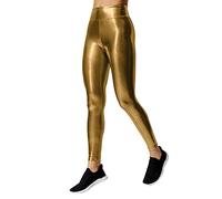 Collant da allenamento a vita alta da donna tinta unita morbida controllo della pancia effetto bagnato casual succinti leggings da allenamento in bronzo per le donne a vita alta pantaloni da yoga