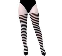 Collant da donna a righe - XL - Calze a righe bianche e nere - Adulti Donna Natale Halloween World Book Day Book Week Costume Party Fancy Dress Accessorio, Nero , 36-46