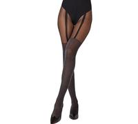 Collant da donna con brillantini, colore nero, opaco, con reggicalze effetto antistrappo, da donna, a vita alta, con glitter, a vita alta, 1 paio, Nero , Taglia unica