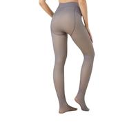 Collant da donna foderati in pile colorato nero opaco trasparente termico invernale caldo leggings sotto il vestito, Grigio nudo (80 g), Large-X-Large