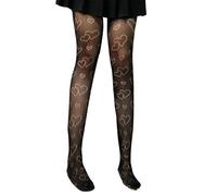 Collant da donna nero doppio cuore amore gotico punk jacquard fantasia collant a rete Harajuku Lolita leggings calzeFashion design