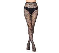 Collant Donna, A Maglia, Collant donna fantasia, con tassello in cotone da donna caratterizzati da un'allegra fantasia fiori all over, Per Feste, A Rete Con Motivi, Nere Donna, Donna Particolari