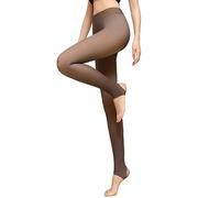 Collant Donna Cotone - Collant invernali termici da Donna in caldo pile traslucido foderato in pile Senza Piede Rosso