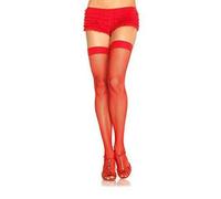 Collant donna micro rete effetto autoreggente sexy calze sensuali in nylon rosso