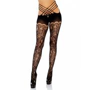 Collant erotico donna nero a rete con fantasia cavallo aperto sexy calze ragazza