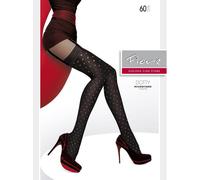 Collant Fantasia Neri Effetto Garter Bas In Trompe L'Oeil A Pois 60D