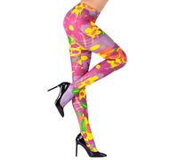 W WIDMANN MILANO Party Fashion - Collant con motivo floreale, 40 DEN, hippie, fiori, costume