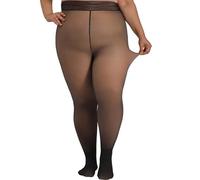 Collant foderati in pile taglie forti, collant termici invernali sinuosi trasparenti per le donne sotto il vestito pantaloni lunghi ad alta elasticità a vita alta, Nero , 3XL