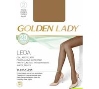 COLLANT GOLDEN LADY LEDA 20 DENARI FILANCA Nero Daino Castoro Visone Fumo (4-L, NERO)