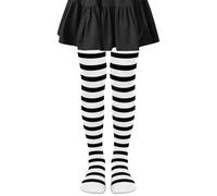 Collant Halloween Bambina, Calze a Righe Bianche e Nere, Collant Righe Bambina, Collant Bimba Halloween, Calze Righe Bambina, Calze Bimba Halloween, Adatto per Giochi in Costume di Halloween