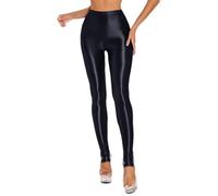 Collant lucidi da donna, a vita alta, per controllo della pancia, pantaloni da yoga con finitura lucida a olio, leggings senza cuciture per palestra, allenamento, fitness, leggings elasticizzati a