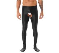 Collant lucidi da uomo, a vita alta, senza passo, senza cuciture, elasticizzati, in spandex, per discoteca, per anni '80, calze in nylon aderenti per danza, nightclub e feste rave