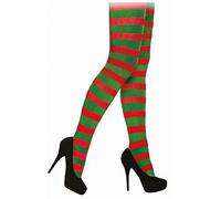 Collant Natalizie A Righe Fancy Dress (Rosso/Verde) - Taglia Unica