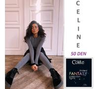 Collant opaco di qualità stile Conte Celine calza grigio geometrico cella...
