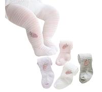 Collant Per Bambini Per Bambina Set Di 4, Collant In Rete Traspirante Per Bambini, Leggings Calze A Carota Neonate Estive 0-6 Anni (4 Colori,6-8 Anni)
