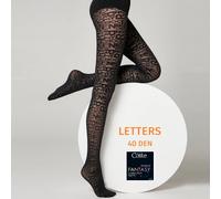 Collant semi-velato Conte Letters qualità fantasia 40 den lettere calze nero