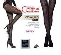 Collant semi-velato Conte Visages stile fantasia qualità 40 den facce calze...