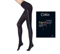 Collant semi-velato qualità Conte Move Lycra 50 den strisce lurex calze nero