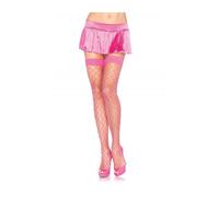 Collant sexy a rete di nylon bianco - Taille: Taglia unica 3, Couleur: Rosa