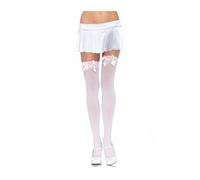 Collant sexy con fiocco bianco e leggings sexy in nylon, Taglia Taglia unica 6, Colore Bianco