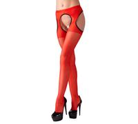 Collant Sexy Suspender Look Cottelli LEGWEAR Nero Rosso Aperto Lace Cut-Out