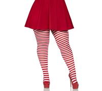 Collant Strizzati in Nylon Plus Size Leg Avenue per Donna, Strisce Bianche/Rosse, Taglia 3X-4X