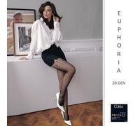 Collant trasparente di qualità stile Conte Euphoria 20 den neri cuori calze...