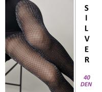 Collant trasparente di qualità stile Conte Silver 40 den calzetteria maglia...