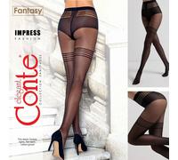Collant trasparente stile Conte Impress Lycra 25 den calze a righe nere...