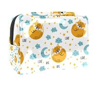 Collapse Foxes Blue Moon Cloud Stars - Trousse da donna, per articoli da toeletta da viaggio, grande, in PVC, con cerniera, Multi, 18.5x7.5x13cm/7.3x3x5.1in, Beauty case
